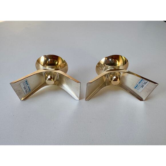 Vintage WMF Ikora Brass Candleholders – Sculptural Mid-Century Pair (Germany) - Picture 6 of 9